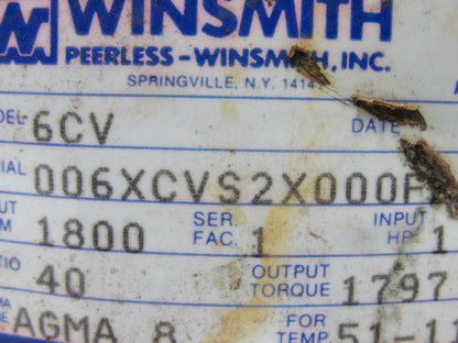 Winsmith 006XCVS2X000FA Speed Reducer 40:1 Ratio 1797 lbs. Torque