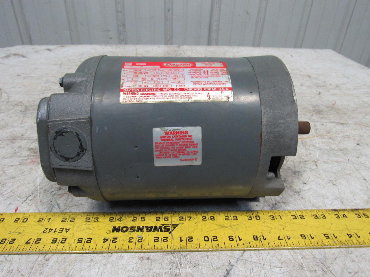 Dayton 2N914M 1/2Hp 1725/1426RPM 208-220/460V 50/60Hz 56C AC Motor