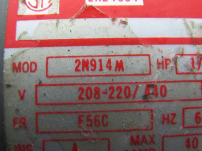 Dayton 2N914M 1/2Hp 1725/1426RPM 208-220/460V 50/60Hz 56C AC Motor