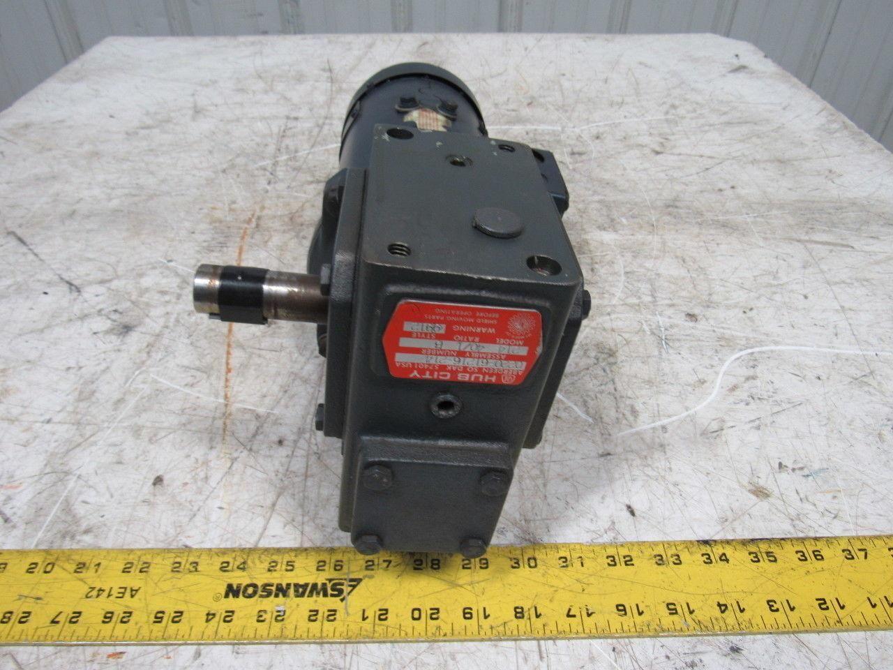 Leeson 098008.00 180VDC Electric Motor W/Hub City 40:1 Ratio Right Gear Reducer