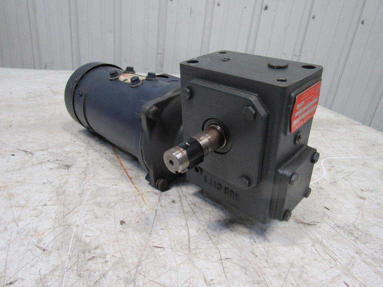 Leeson 098008.00 180VDC Electric Motor W/Hub City 40:1 Ratio Right Gear Reducer