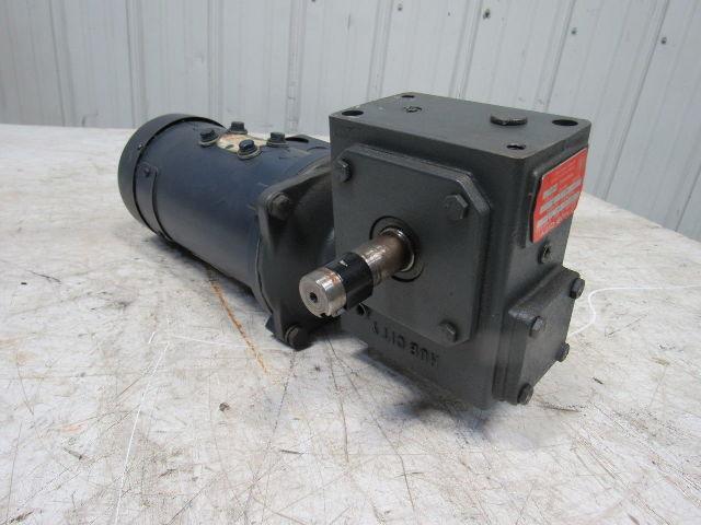Leeson 098008.00 180VDC Electric Motor W/Hub City 40:1 Ratio Right Gear Reducer