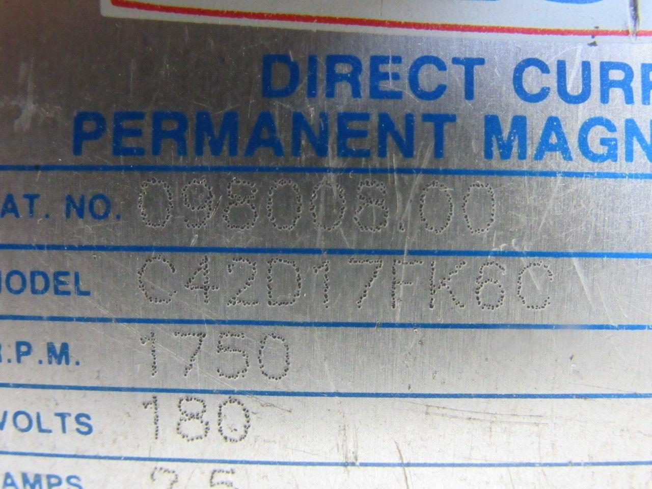 Leeson 098008.00 180VDC Electric Motor W/Hub City 40:1 Ratio Right Gear Reducer