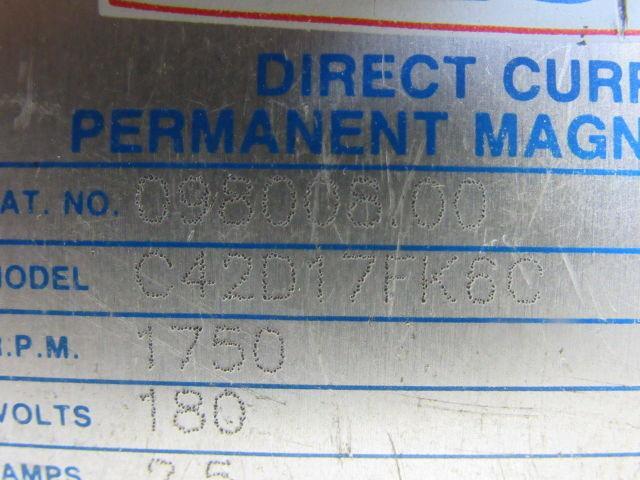 Leeson 098008.00 180VDC Electric Motor W/Hub City 40:1 Ratio Right Gear Reducer