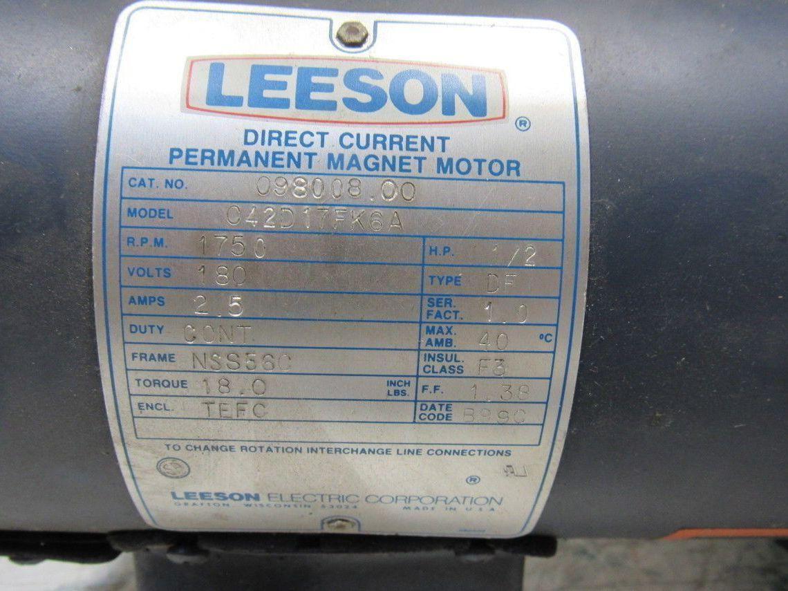 Leeson 098008.00 180VDC Electric Motor W/US Motors 40:1 Ratio Left Gear Reducer