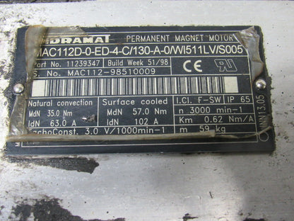 Indramat MAC112D-0-ED-4-C/130-A-0/WI511LV/S005 Electric Servo Motor 3000RPM