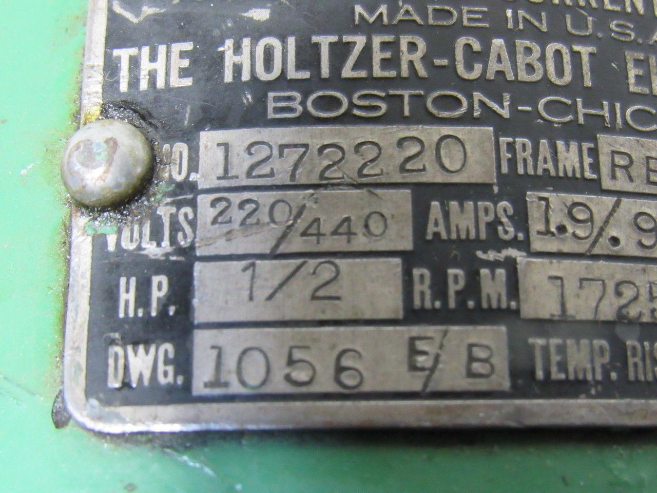 Holtzer-Cabot 1272220 Vintage 1/2Hp 3Ph 1725RPM 220/440V RBT7022 Frame Motor
