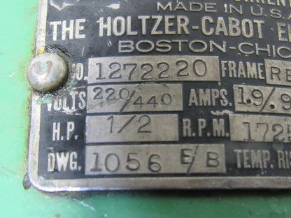 Holtzer-Cabot 1272220 Vintage 1/2Hp 3Ph 1725RPM 220/440V RBT7022 Frame Motor