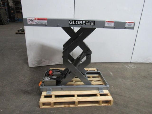 Globe 2000LB Hydraulic Scissor Lift Table 48"x48" Top 7-1/2"-46" 230/460V 3Ph