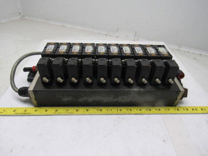 SMC NVFS3100-3FZC 4/2 Single Solenoid 94-138V Coil 10 Air Valve Bank Assembly