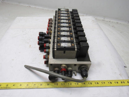 SMC NVFS3100-3FZC 4/2 Single Solenoid 94-138V Coil 10 Air Valve Bank Assembly