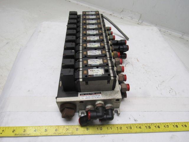 SMC NVFS3100-3FZC 4/2 Single Solenoid 94-138V Coil 10 Air Valve Bank Assembly
