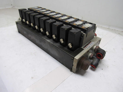 SMC NVFS3100-3FZC 4/2 Single Solenoid 94-138V Coil 10 Air Valve Bank Assembly