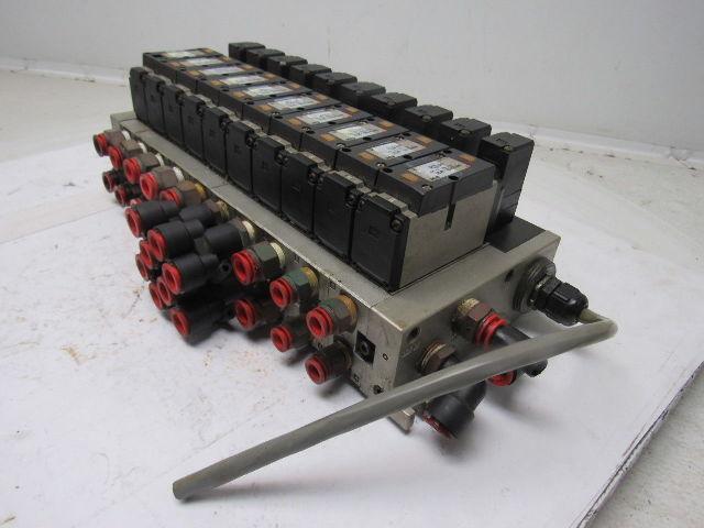 SMC NVFS3100-3FZC 4/2 Single Solenoid 94-138V Coil 10 Air Valve Bank Assembly