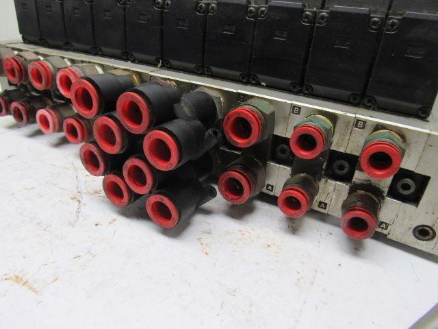 SMC NVFS3100-3FZC 4/2 Single Solenoid 94-138V Coil 10 Air Valve Bank Assembly