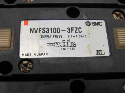 SMC NVFS3100-3FZC 4/2 Single Solenoid 94-138V Coil 10 Air Valve Bank Assembly