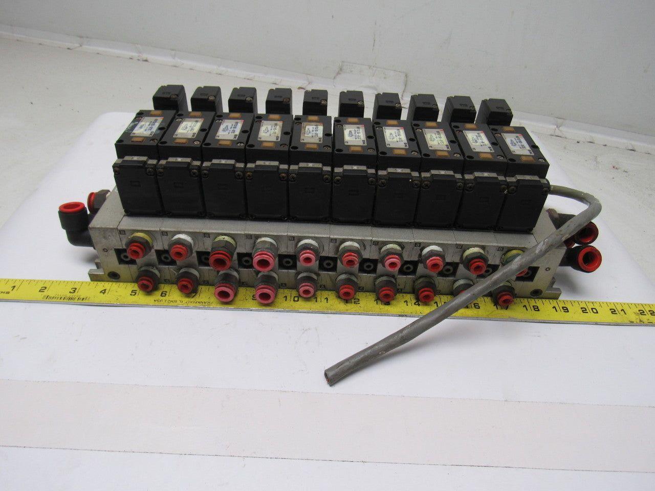 SMC NVFS3100-3FZC 4/2 Single Solenoid Spring Return 10 Valve Bank 94-138V Coil