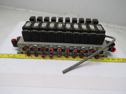 SMC NVFS3100-3FZC 4/2 Single Solenoid Spring Return 10 Valve Bank 94-138V Coil
