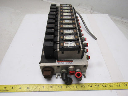 SMC NVFS3100-3FZC 4/2 Single Solenoid Spring Return 10 Valve Bank 94-138V Coil