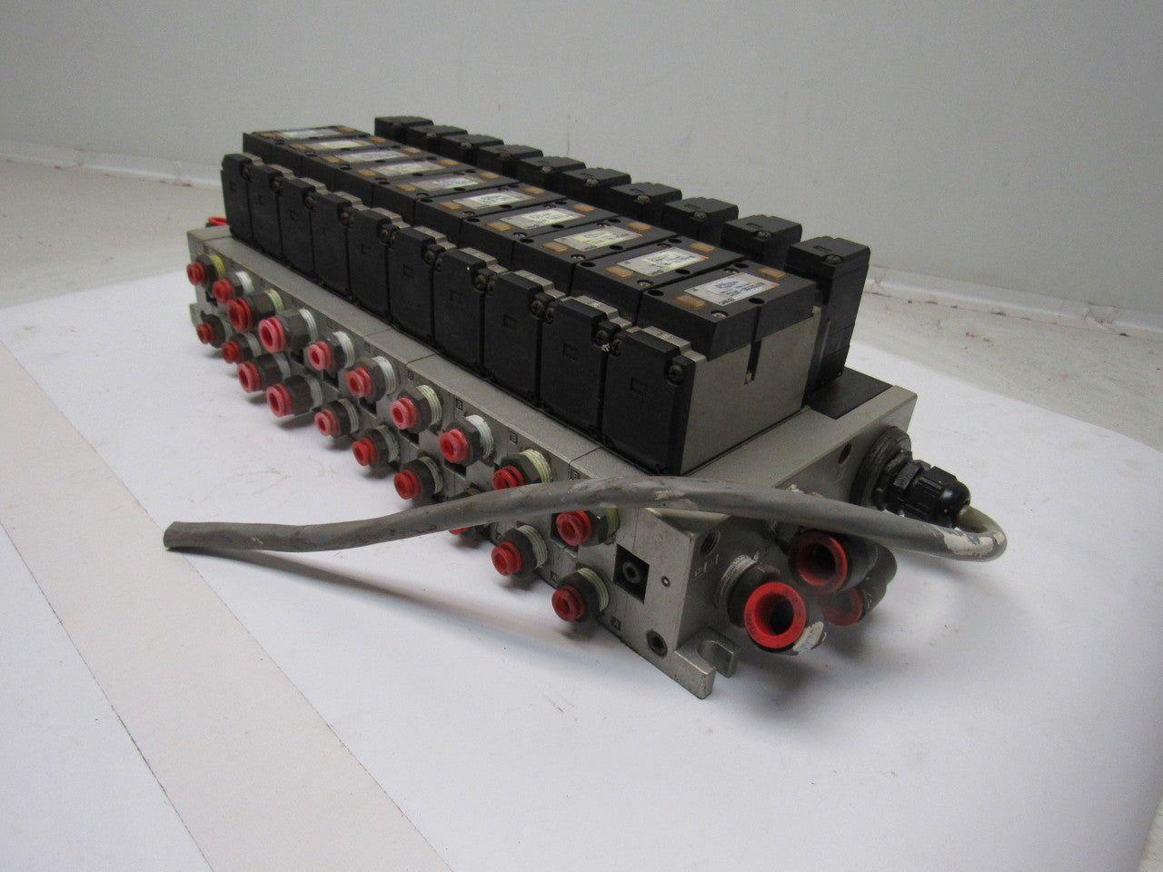 SMC NVFS3100-3FZC 4/2 Single Solenoid Spring Return 10 Valve Bank 94-138V Coil