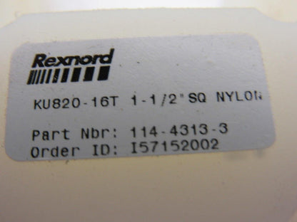 Rex Rexnord 114-4313-3 KU820-16T Nylon Modular Sprocket 1-1/2" Square Bore
