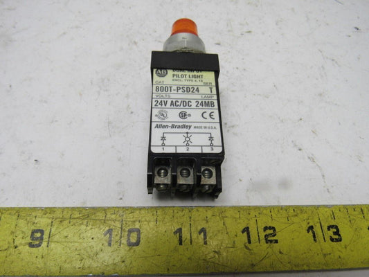 A-B Allen Bradley 800T-PSD24 Ser. T 18mm Pilot Light Amber 24V