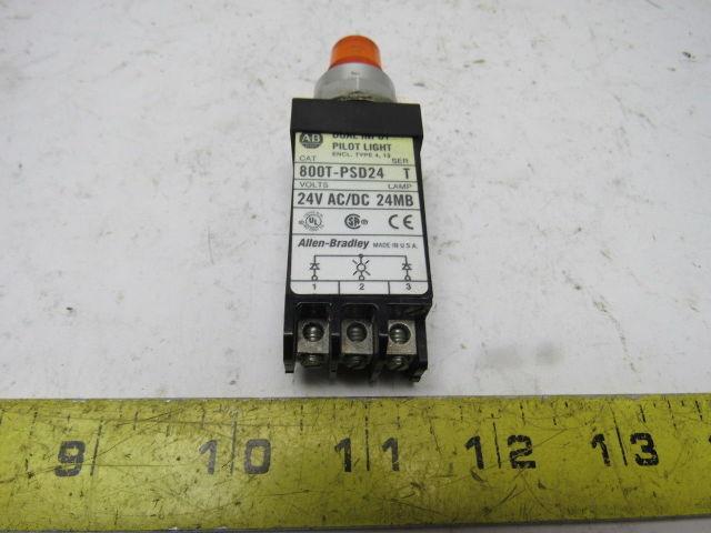 A-B Allen Bradley 800T-PSD24 Ser. T 18mm Pilot Light Amber 24V