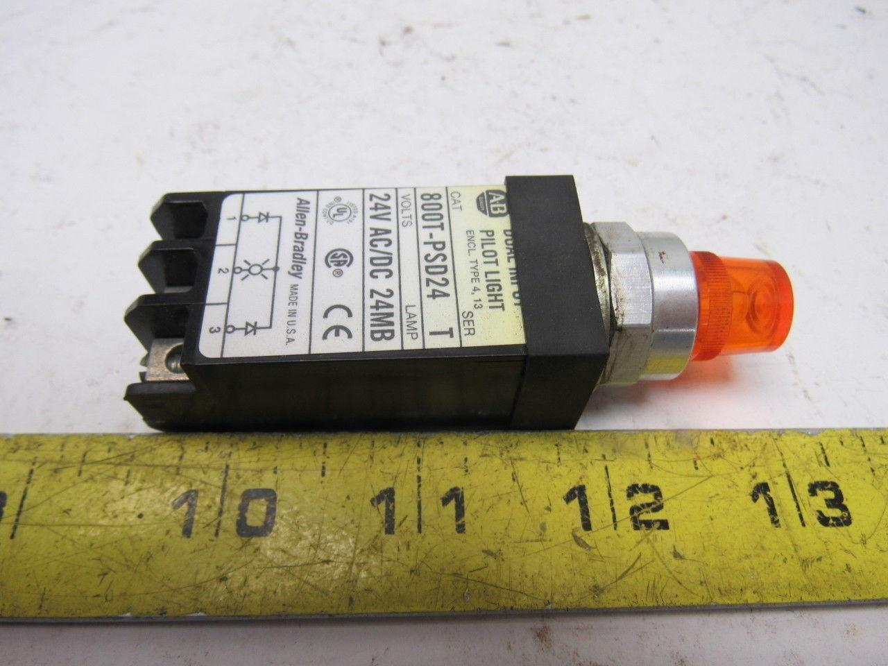 A-B Allen Bradley 800T-PSD24 Ser. T 18mm Pilot Light Amber 24V