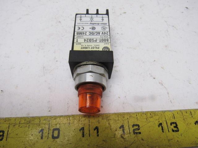 A-B Allen Bradley 800T-PSD24 Ser. T 18mm Pilot Light Amber 24V