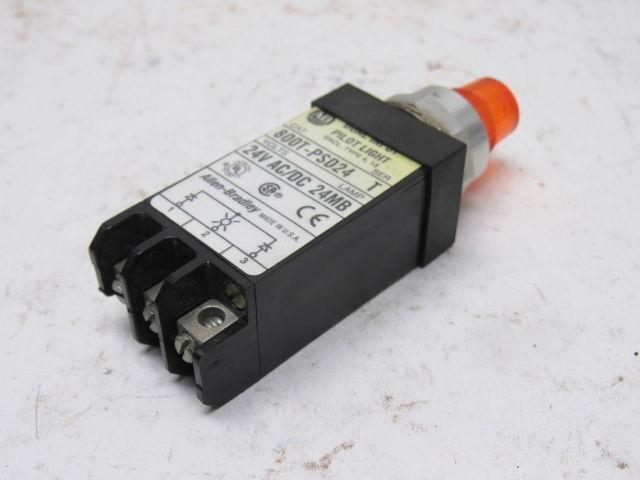 A-B Allen Bradley 800T-PSD24 Ser. T 18mm Pilot Light Amber 24V