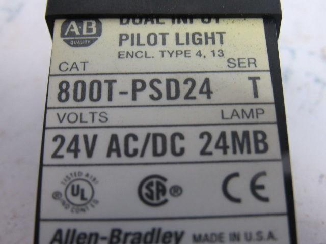 A-B Allen Bradley 800T-PSD24 Ser. T 18mm Pilot Light Amber 24V