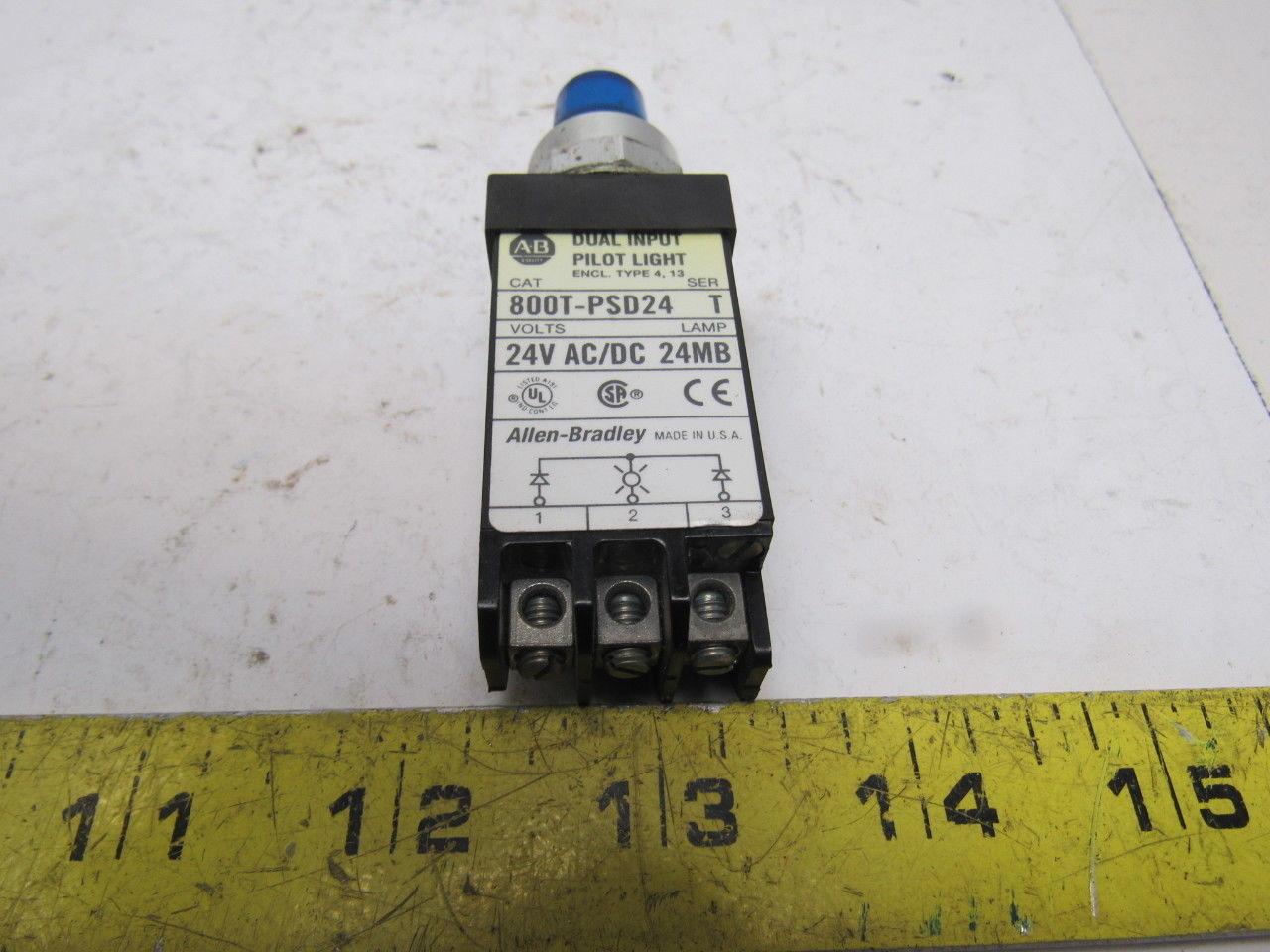 A-B Allen Bradley 800T-PSD24 Ser. T 18mm Pilot Light Blue 24V