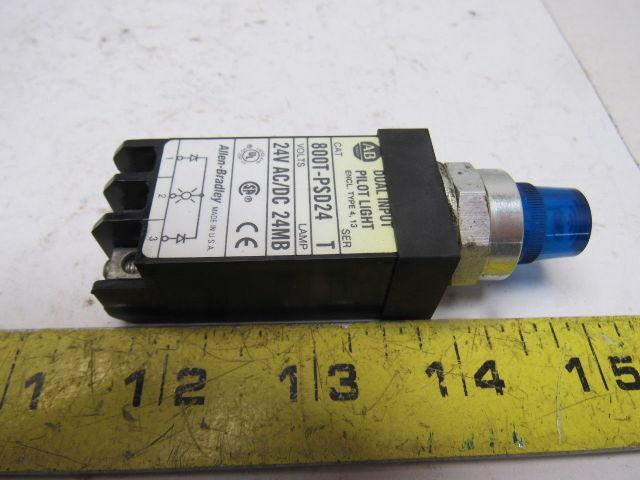 A-B Allen Bradley 800T-PSD24 Ser. T 18mm Pilot Light Blue 24V