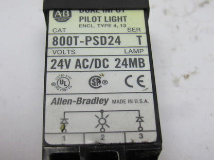 A-B Allen Bradley 800T-PSD24 Ser. T 18mm Pilot Light Green 24V