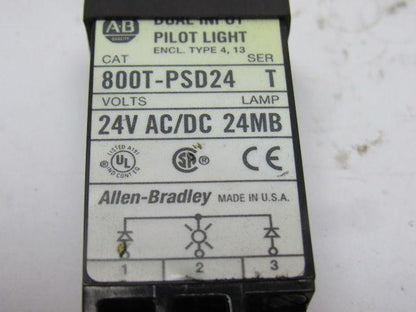 A-B Allen Bradley 800T-PSD24 Ser. T 18mm Pilot Light Green 24V