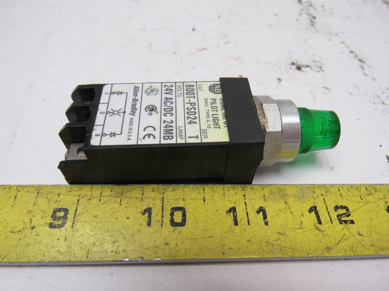 A-B Allen Bradley 800T-PSD24 Ser. T 18mm Pilot Light Green 24V