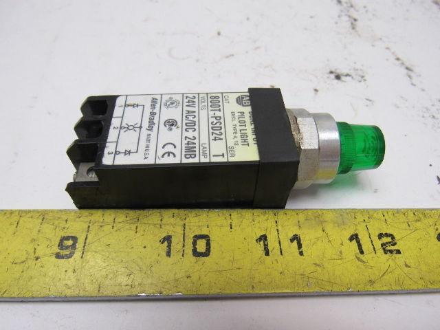 A-B Allen Bradley 800T-PSD24 Ser. T 18mm Pilot Light Green 24V