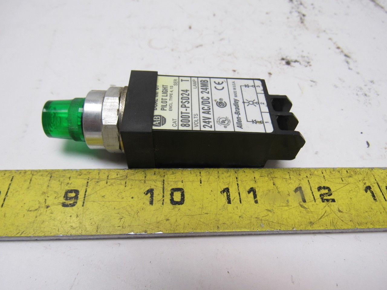 A-B Allen Bradley 800T-PSD24 Ser. T 18mm Pilot Light Green 24V