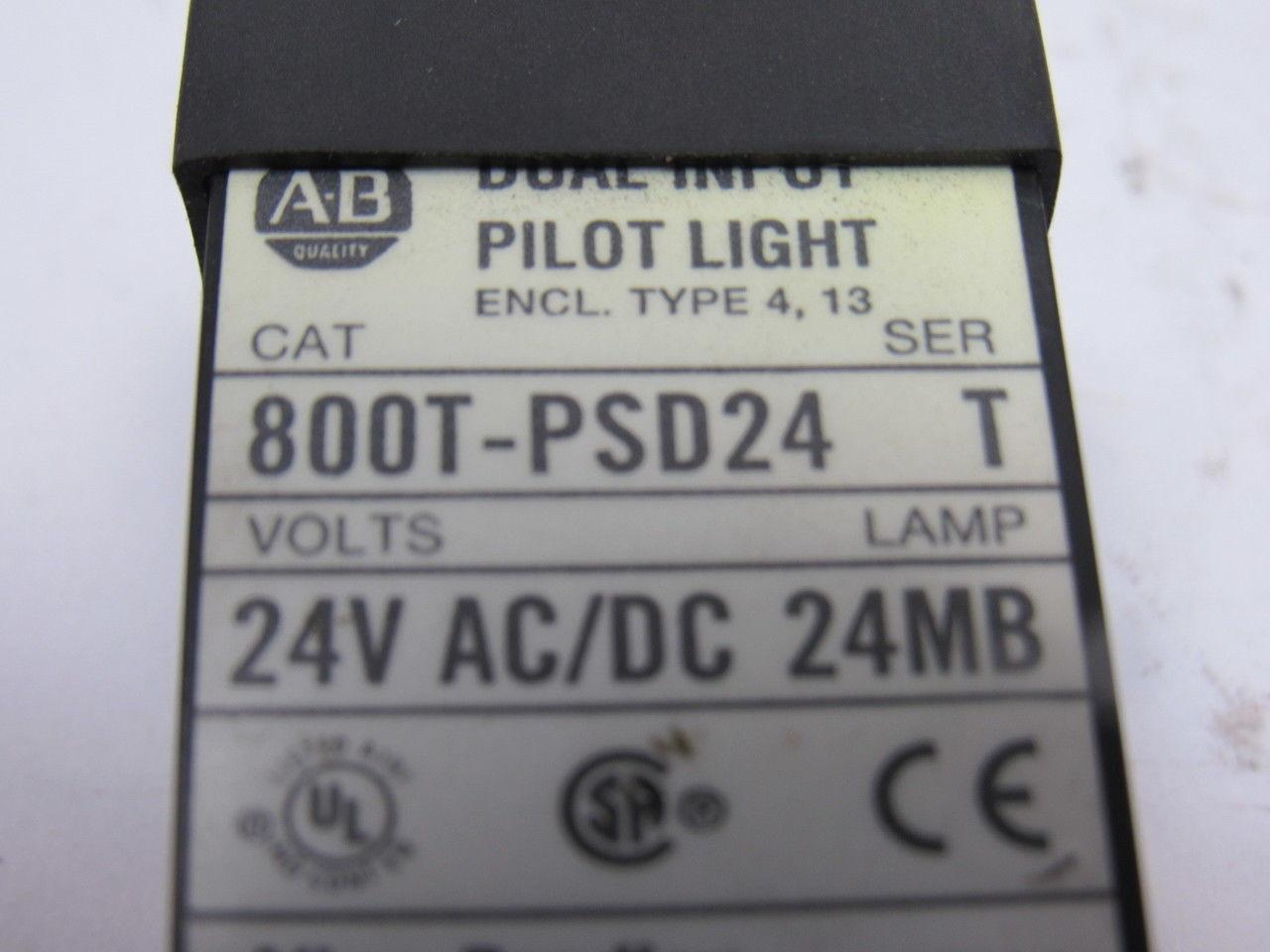 A-B Allen Bradley 800T-PSD24 Ser. T 18mm Pilot Light Green 24V