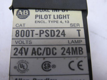 A-B Allen Bradley 800T-PSD24 Ser. T 18mm Pilot Light Red 24V