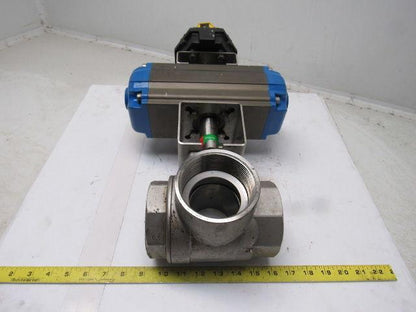 Valbia DA100 Pneumatic Actuator 3" NPT Stainless Steel 3 Way Ball Valve