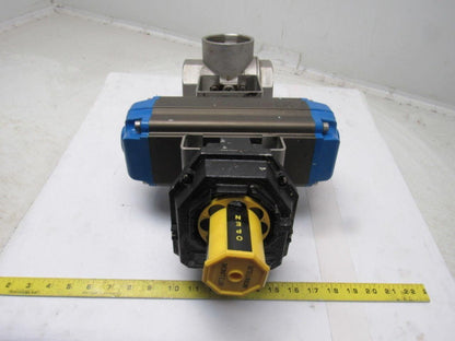 Valbia DA100 Pneumatic Actuator 3" NPT Stainless Steel 3 Way Ball Valve