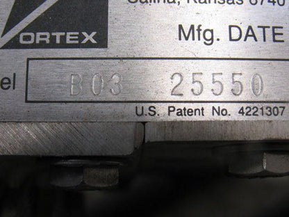 Salina Vortex B03 25550 2-1/4" Pneumatic Slide Gate Dry Material Cut Off Valve