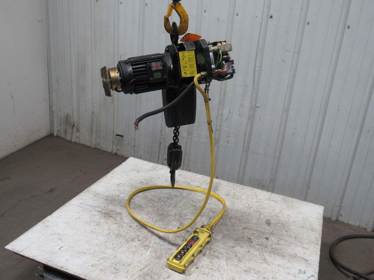 P & H 1/2 Ton Electric Chain Hoist 1000 lb 12' Lift 460V W/7' Pendant