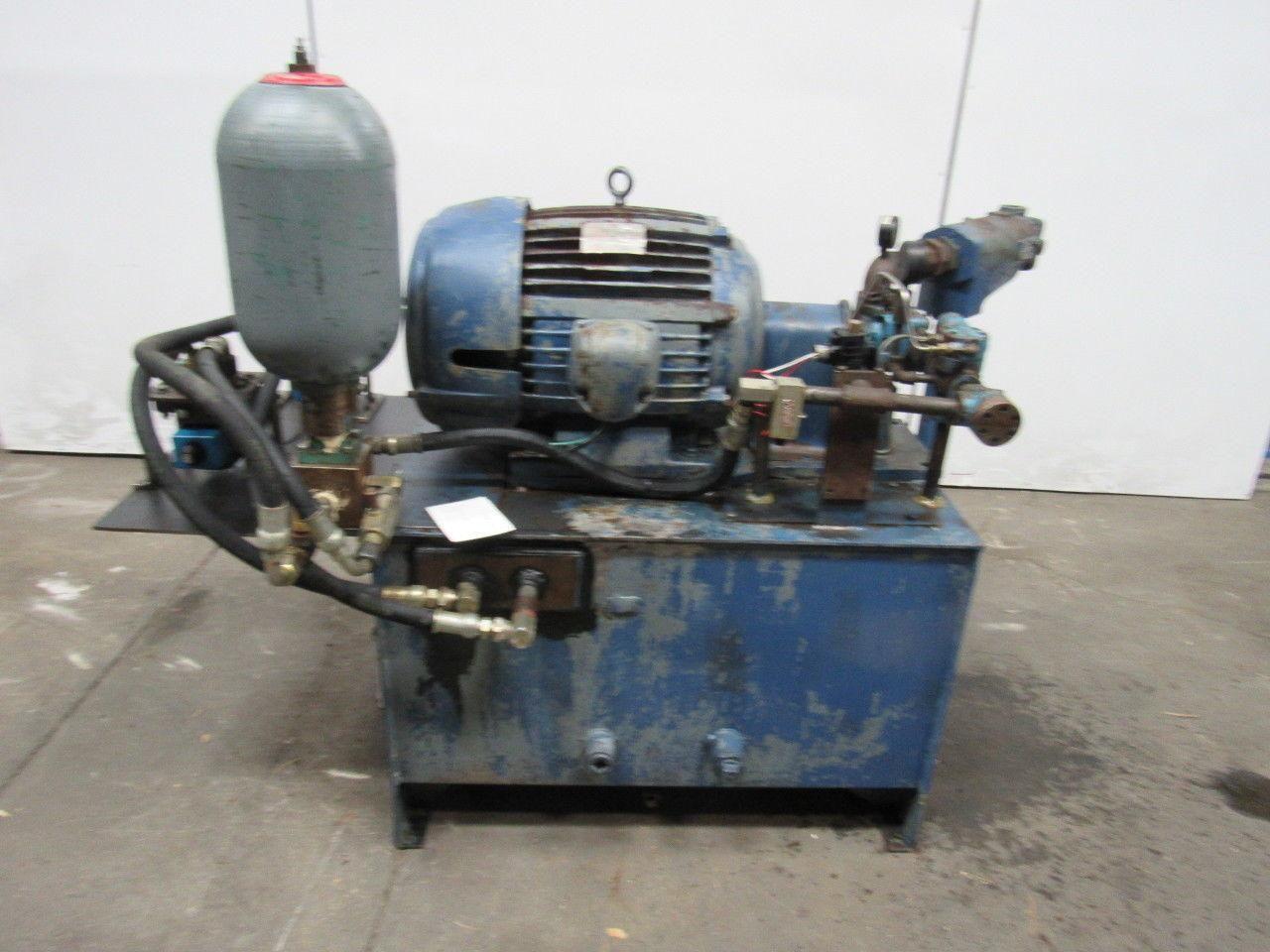75 GAL Hydraulic Power Unit 15HP 460V W/Accumulator VICKERS Pump & Valves