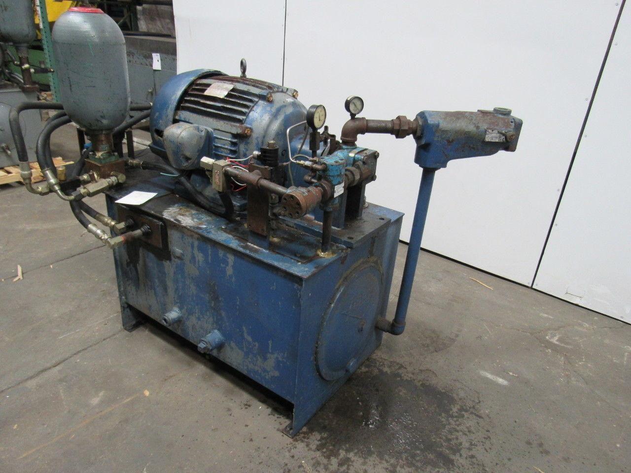 75 GAL Hydraulic Power Unit 15HP 460V W/Accumulator VICKERS Pump & Valves