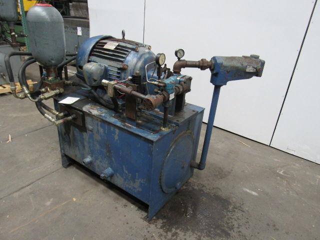 75 GAL Hydraulic Power Unit 15HP 460V W/Accumulator VICKERS Pump & Valves