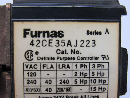 Furnas 42CE35AJ223 Ser A 600V 15Hp MAX 24V Coil Definite Purpose Controller