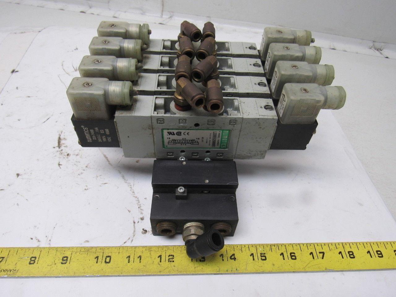 Numatics L22BB552B000061 5/3 Double Solenoid Operated 4 Valve Bank 24VDC Coils
