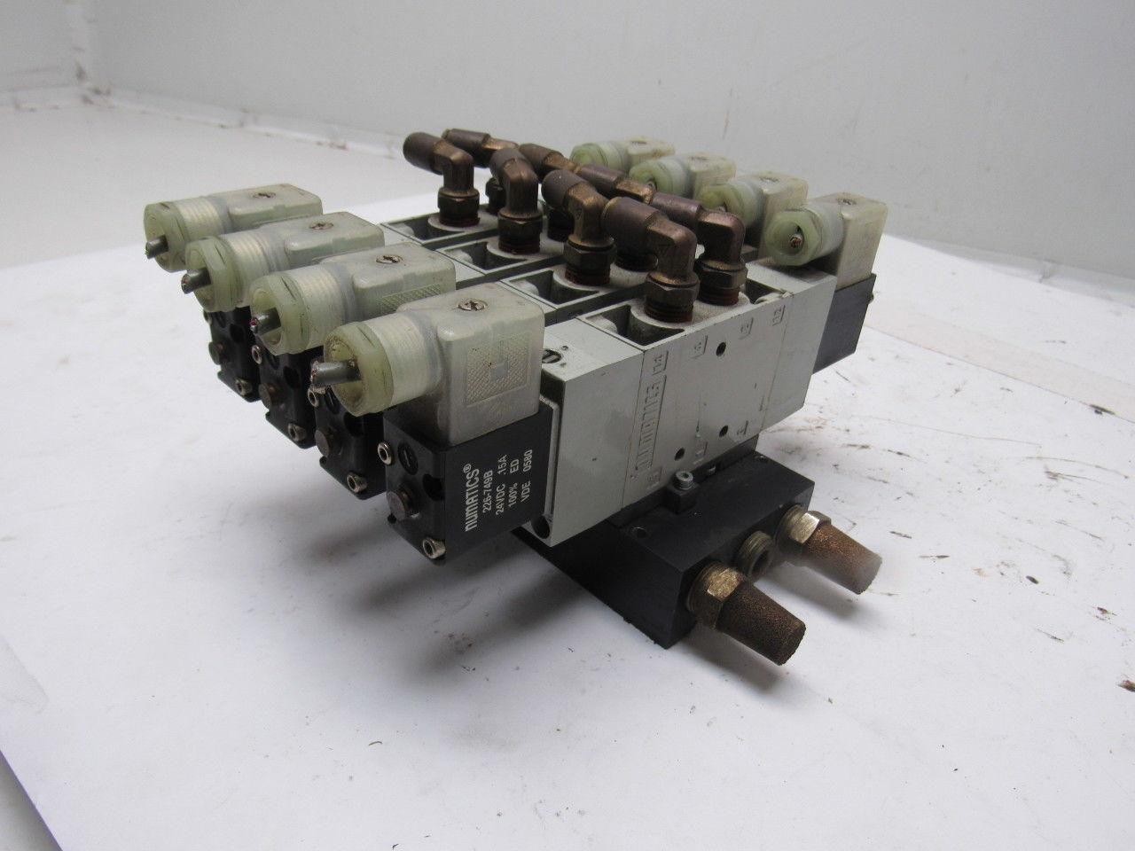 Numatics L22BB552B000061 5/3 Double Solenoid Operated 4 Valve Bank 24VDC Coils